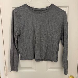 Girlfriend Collective Cropped Tight Long Sleeve Shirt Size Small Gray Heathered